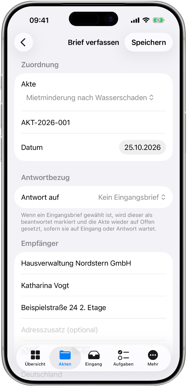 Aktenverwaltung – PDF-Brief erstellen