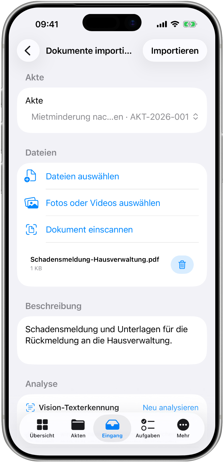 Aktenverwaltung – Dokumenteingang