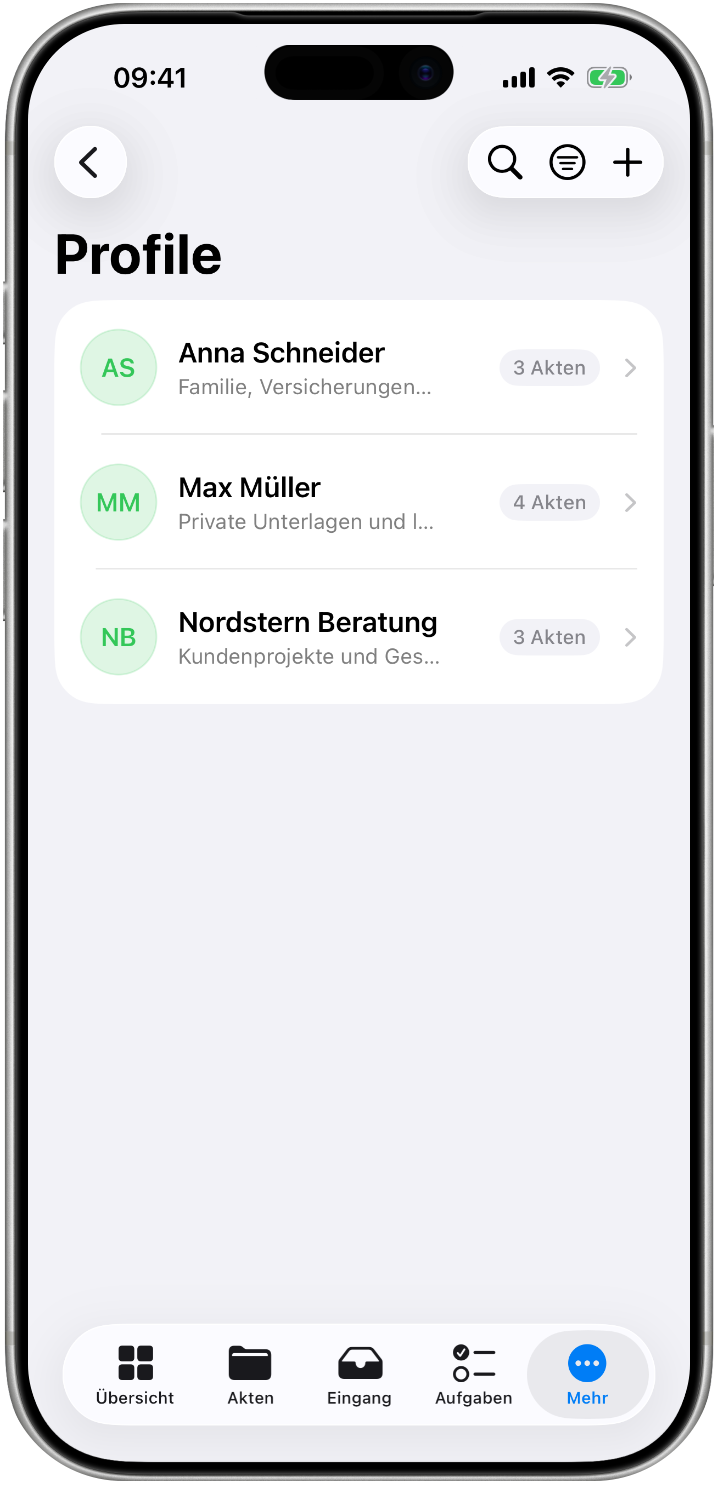 Aktenverwaltung – Profile