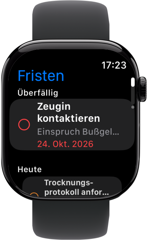 Aktenverwaltung – Fristen am Handgelenk auf der Apple Watch